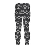 Grey And White Paw Knitted Pattern Print Men's leggings