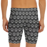 Grey And White Paw Knitted Pattern Print Men's Long Boxer Briefs