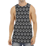 Grey And White Paw Knitted Pattern Print Men's Muscle Tank Top