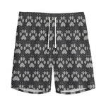 Grey And White Paw Knitted Pattern Print Men's Sports Shorts