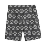 Grey And White Paw Knitted Pattern Print Men's Sports Shorts