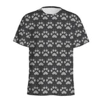 Grey And White Paw Knitted Pattern Print Men's Sports T-Shirt