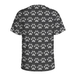 Grey And White Paw Knitted Pattern Print Men's Sports T-Shirt