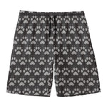 Grey And White Paw Knitted Pattern Print Men's Swim Trunks