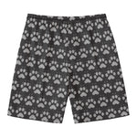 Grey And White Paw Knitted Pattern Print Men's Swim Trunks