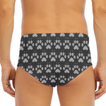 Grey And White Paw Knitted Pattern Print Men's Triangle Swim Briefs
