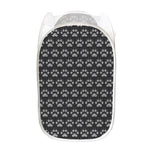 Grey And White Paw Knitted Pattern Print Mesh Laundry Hamper