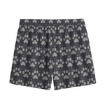 Grey And White Paw Knitted Pattern Print Mesh Shorts