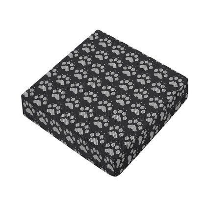 Grey And White Paw Knitted Pattern Print Outdoor Seat Cushion Cover