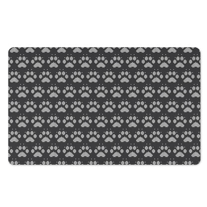 Grey And White Paw Knitted Pattern Print Polyester Doormat