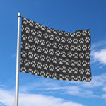 Grey And White Paw Knitted Pattern Print Polyester Flag