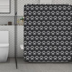 Grey And White Paw Knitted Pattern Print Polyester Shower Curtain