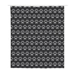 Grey And White Paw Knitted Pattern Print Polyester Shower Curtain