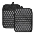 Grey And White Paw Knitted Pattern Print Pot Holders With Pocket