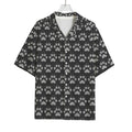 Grey And White Paw Knitted Pattern Print Rayon Hawaiian Shirt