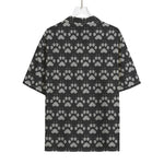 Grey And White Paw Knitted Pattern Print Rayon Hawaiian Shirt