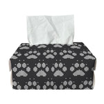 Grey And White Paw Knitted Pattern Print Rectangle Tissue Box Cover