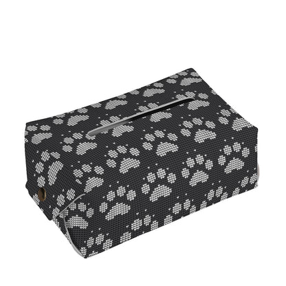 Grey And White Paw Knitted Pattern Print Rectangle Tissue Box Cover