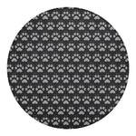 Grey And White Paw Knitted Pattern Print Round Blanket