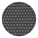 Grey And White Paw Knitted Pattern Print Round Floor Mat