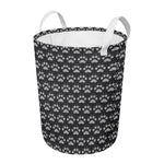Grey And White Paw Knitted Pattern Print Round Laundry Basket