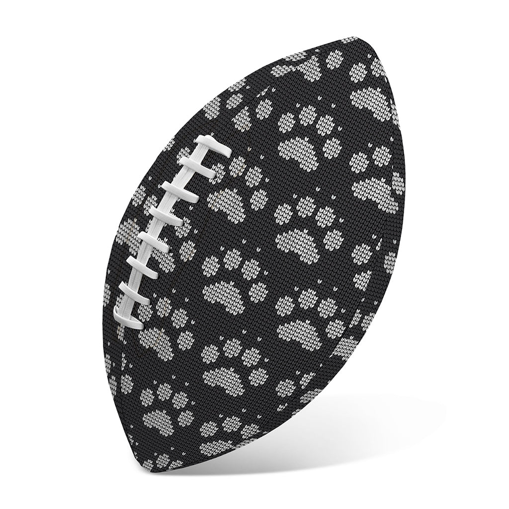 Grey And White Paw Knitted Pattern Print Rugby Ball