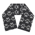 Grey And White Paw Knitted Pattern Print Scarf