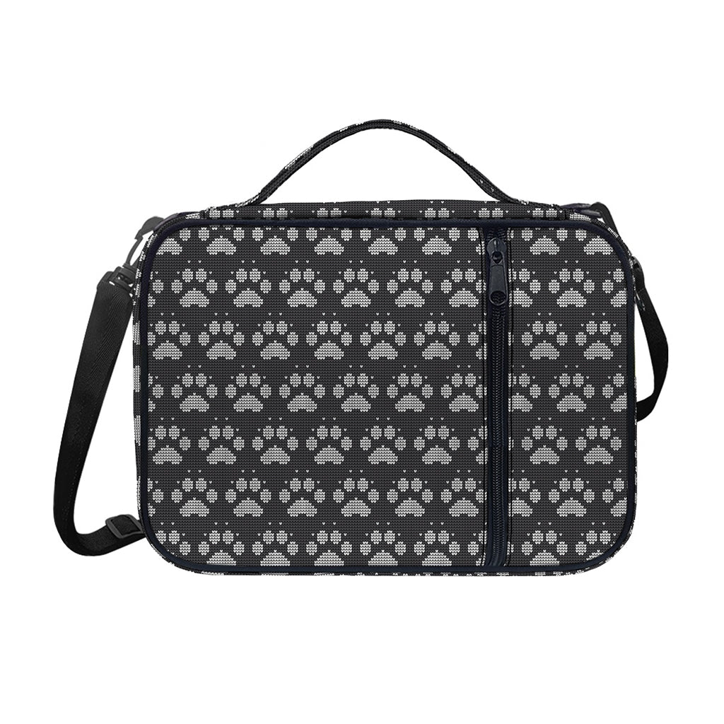 Grey And White Paw Knitted Pattern Print Shoulder Strap Bible Bag