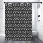 Grey And White Paw Knitted Pattern Print Shower Curtain