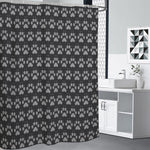 Grey And White Paw Knitted Pattern Print Shower Curtain