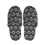 Grey And White Paw Knitted Pattern Print Slippers