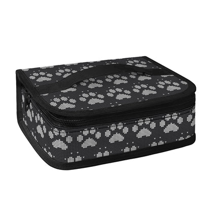 Grey And White Paw Knitted Pattern Print Small Lunch Bag