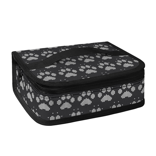 Grey And White Paw Knitted Pattern Print Small Lunch Bag