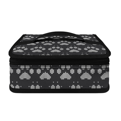 Grey And White Paw Knitted Pattern Print Small Lunch Bag