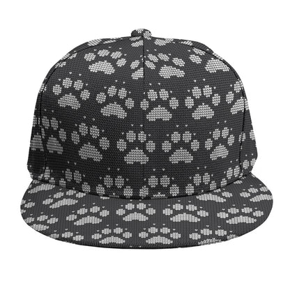 Grey And White Paw Knitted Pattern Print Snapback Cap