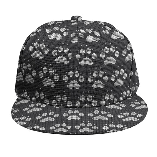Grey And White Paw Knitted Pattern Print Snapback Cap