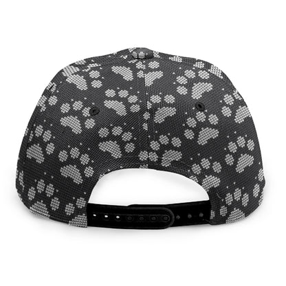 Grey And White Paw Knitted Pattern Print Snapback Cap