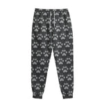 Grey And White Paw Knitted Pattern Print Sweatpants