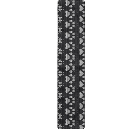 Grey And White Paw Knitted Pattern Print Table Runner
