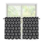 Grey And White Paw Knitted Pattern Print Tier Curtains