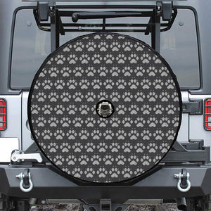 Grey And White Paw Knitted Pattern Print Tire Cover With Camera Hole