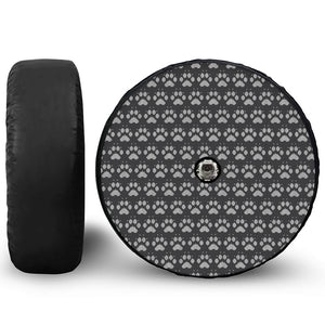 Grey And White Paw Knitted Pattern Print Tire Cover With Camera Hole