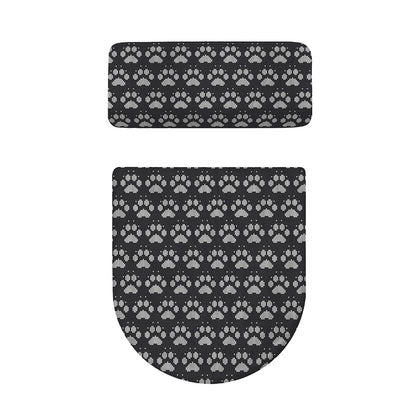Grey And White Paw Knitted Pattern Print Toilet Lid And Tank Cover Set