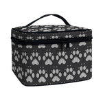 Grey And White Paw Knitted Pattern Print Travel Makeup Bag