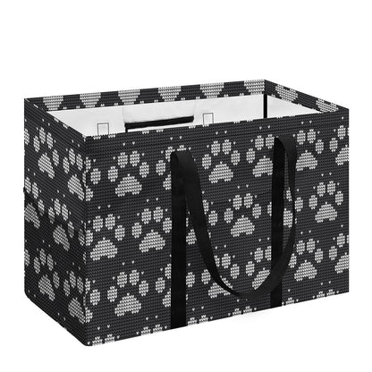 Grey And White Paw Knitted Pattern Print Utility Tote Bag