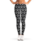 Grey And White Paw Knitted Pattern Print Women's Leggings