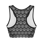 Grey And White Paw Knitted Pattern Print Women's Sports Bra
