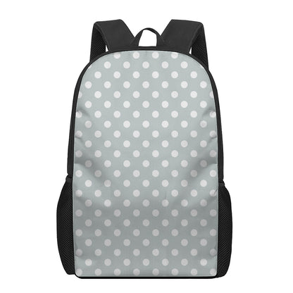 Grey And White Polka Dot Pattern Print 17 Inch Backpack