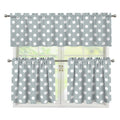 Grey And White Polka Dot Pattern Print 3 Piece Kitchen Curtains