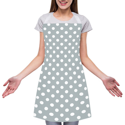 Grey And White Polka Dot Pattern Print Adjustable Apron